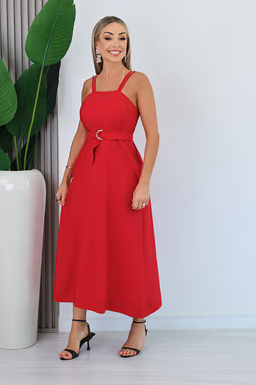 VESTIDO MIDI ALANA - VERMELHO