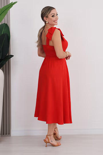 VESTIDO MANGA NULA TELMA - VERMELHO