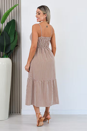 VESTIDO DE ALÇA FINA KÉSSIA - MARROM