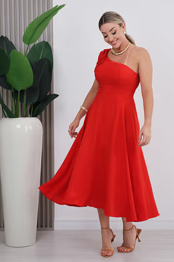VESTIDO MANGA NULA TELMA - VERMELHO