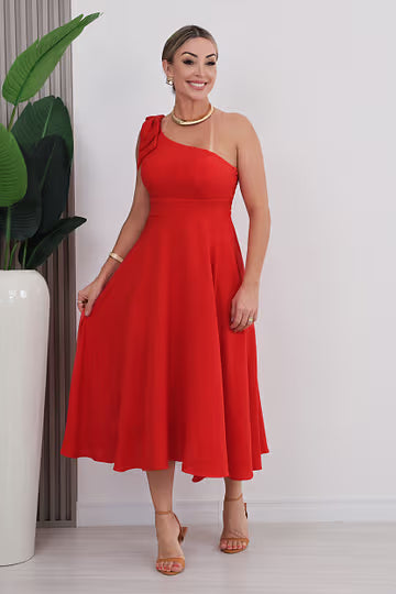 VESTIDO MANGA NULA TELMA - VERMELHO
