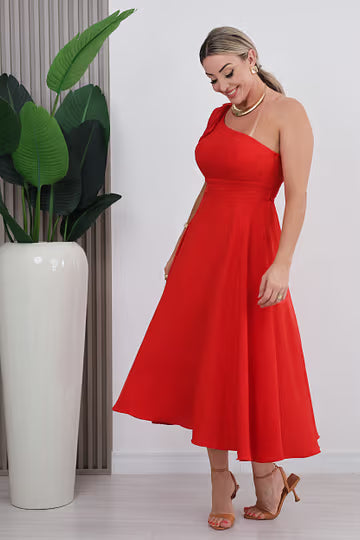 VESTIDO MANGA NULA TELMA - VERMELHO
