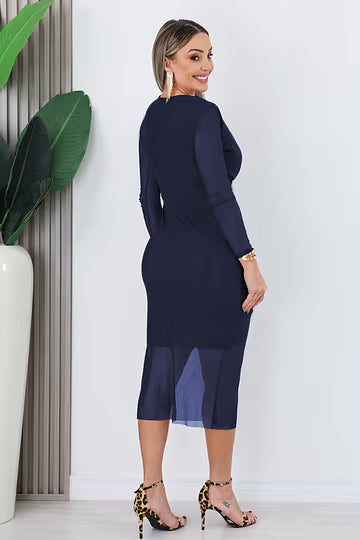 VESTIDO MIDI DE TULE NATI - AZUL MARINHO